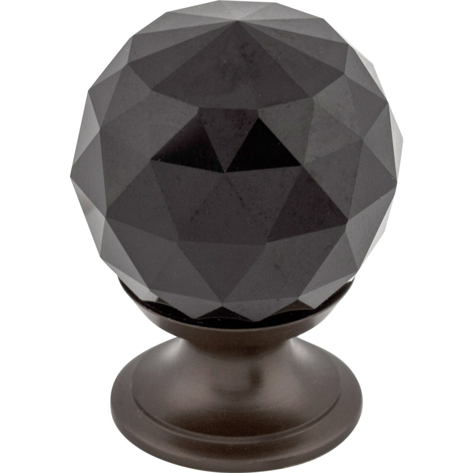 Top Knobs TK115ORB: 1-1/8" Crystal Round Cabinet Knob - Black Crystal/Oil Rubbed Bronze