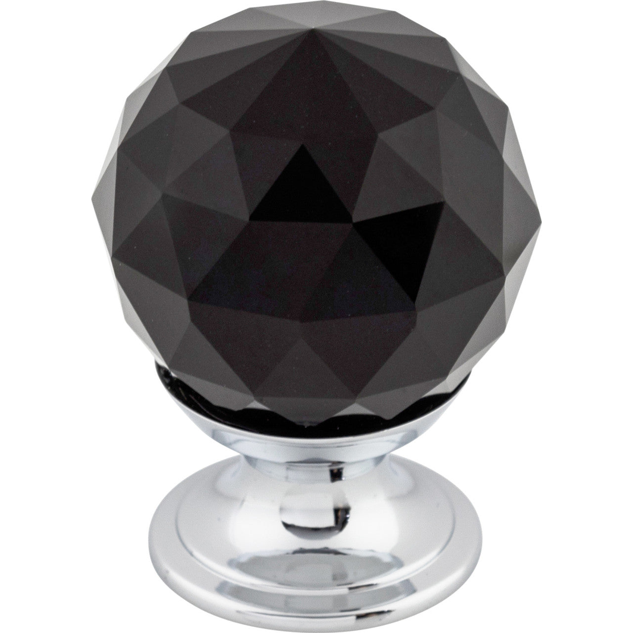 Top Knobs TK115PC: 1-1/8" Crystal Round Cabinet Knob - Black Crystal/Polished Chrome
