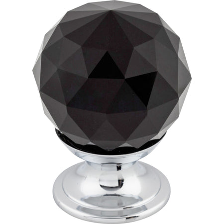 Top Knobs TK115PC: 1-1/8" Crystal Round Cabinet Knob - Black Crystal/Polished Chrome