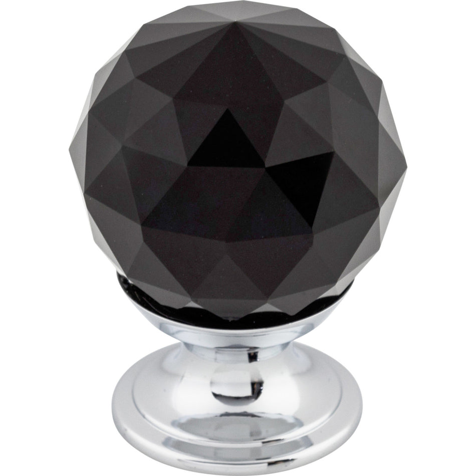 Top Knobs TK115PC: 1-1/8" Crystal Round Cabinet Knob - Black Crystal/Polished Chrome