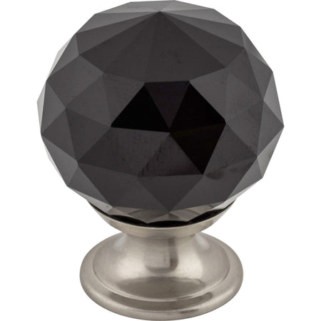 Top Knobs TK116BSN: 1-3/8" Crystal Round Cabinet Knob - Black Crystal/Brushed Satin Nickel