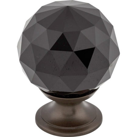Top Knobs TK116ORB: 1-3/8" Crystal Round Cabinet Knob - Black Crystal/Oil Rubbed Bronze