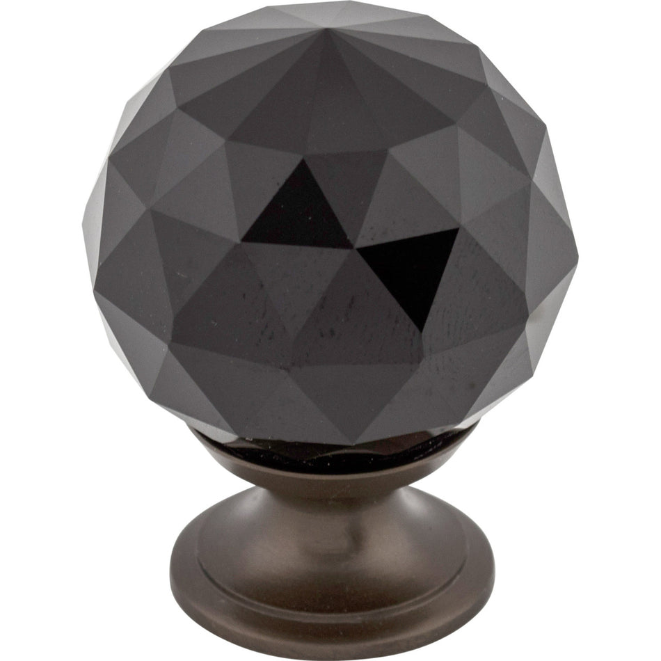 Top Knobs TK116ORB: 1-3/8" Crystal Round Cabinet Knob - Black Crystal/Oil Rubbed Bronze