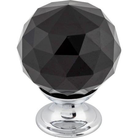 Top Knobs TK116PC: 1-3/8" Crystal Round Cabinet Knob - Black Crystal/Polished Chrome