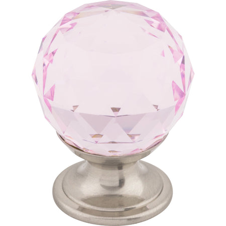 Top Knobs TK117BSN: 1-1/8" Crystal Round Cabinet Knob - Pink Crystal/Brushed Satin Nickel
