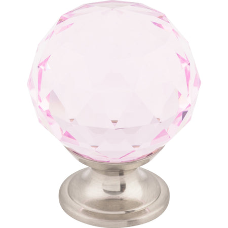 Top Knobs TK118BSN: 1-3/8" Crystal Sphere Cabinet Knob - Pink Crystal/Brushed Satin Nickel