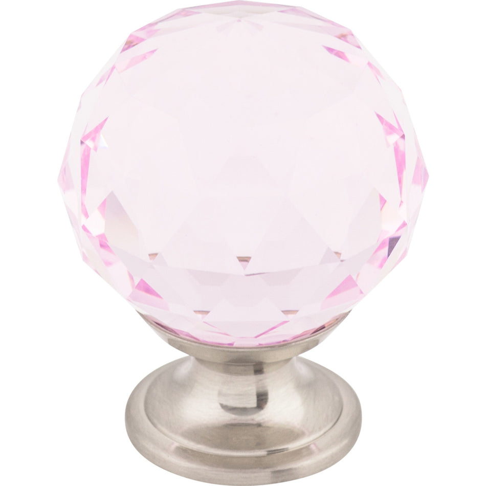 Top Knobs TK118BSN: 1-3/8" Crystal Sphere Cabinet Knob - Pink Crystal/Brushed Satin Nickel