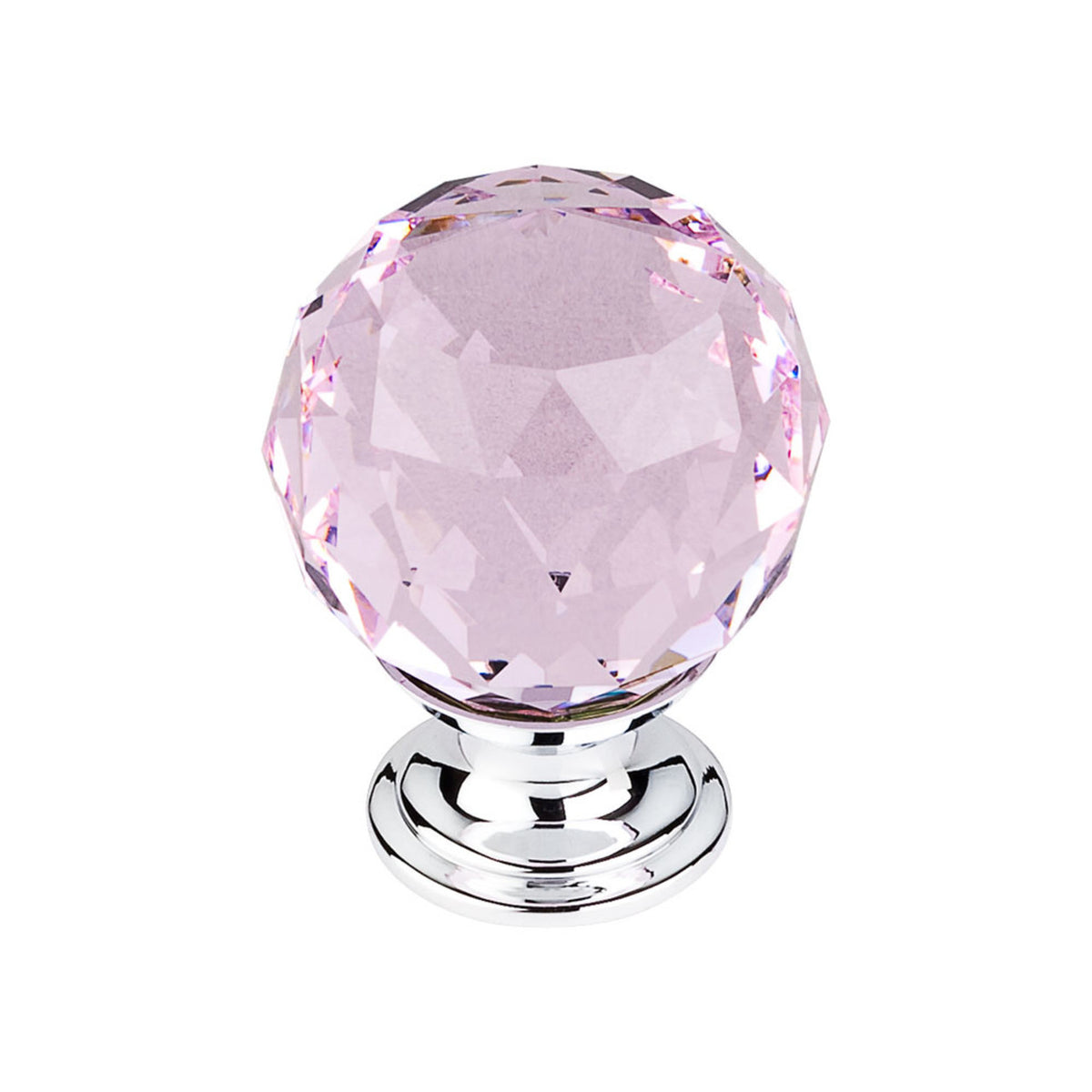 Top Knobs TK118PC: 1-3/8" Crystal Sphere Cabinet Knob - Pink Crystal/Polished Chrome