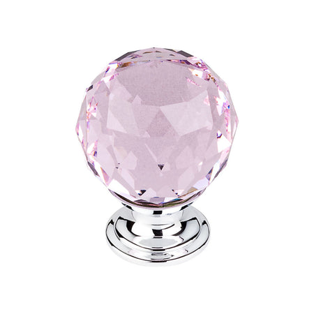 Top Knobs TK118PC: 1-3/8" Crystal Sphere Cabinet Knob - Pink Crystal/Polished Chrome