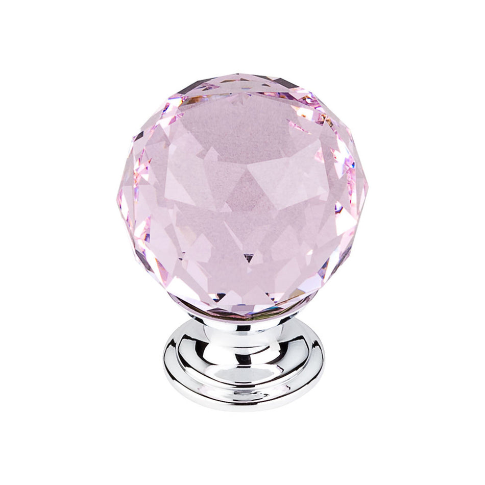 Top Knobs TK118PC: 1-3/8" Crystal Sphere Cabinet Knob - Pink Crystal/Polished Chrome