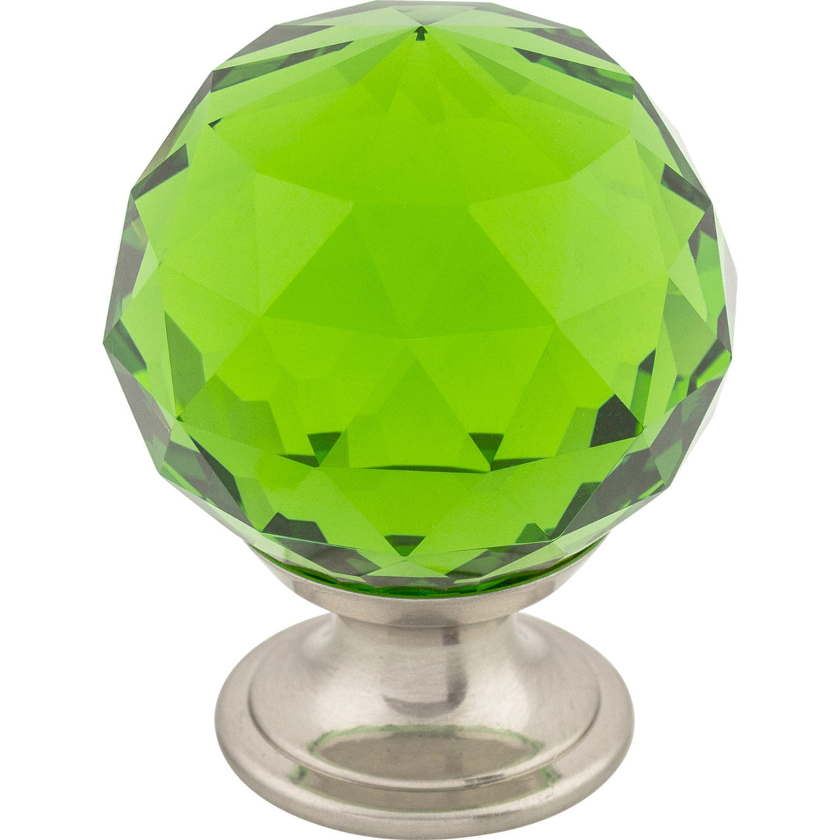 Top Knobs TK120BSN: 1-3/8" Crystal Round Cabinet Knob - Green Crystal/Brushed Satin Nickel