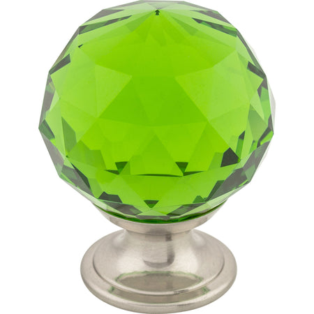 Top Knobs TK120BSN: 1-3/8" Crystal Round Cabinet Knob - Green Crystal/Brushed Satin Nickel
