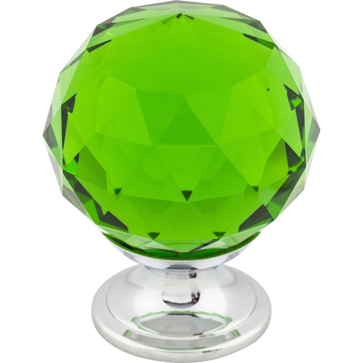 Top Knobs TK120PC: 1-3/8" Crystal Round Cabinet Knob - Green Crystal/Polished Chrome