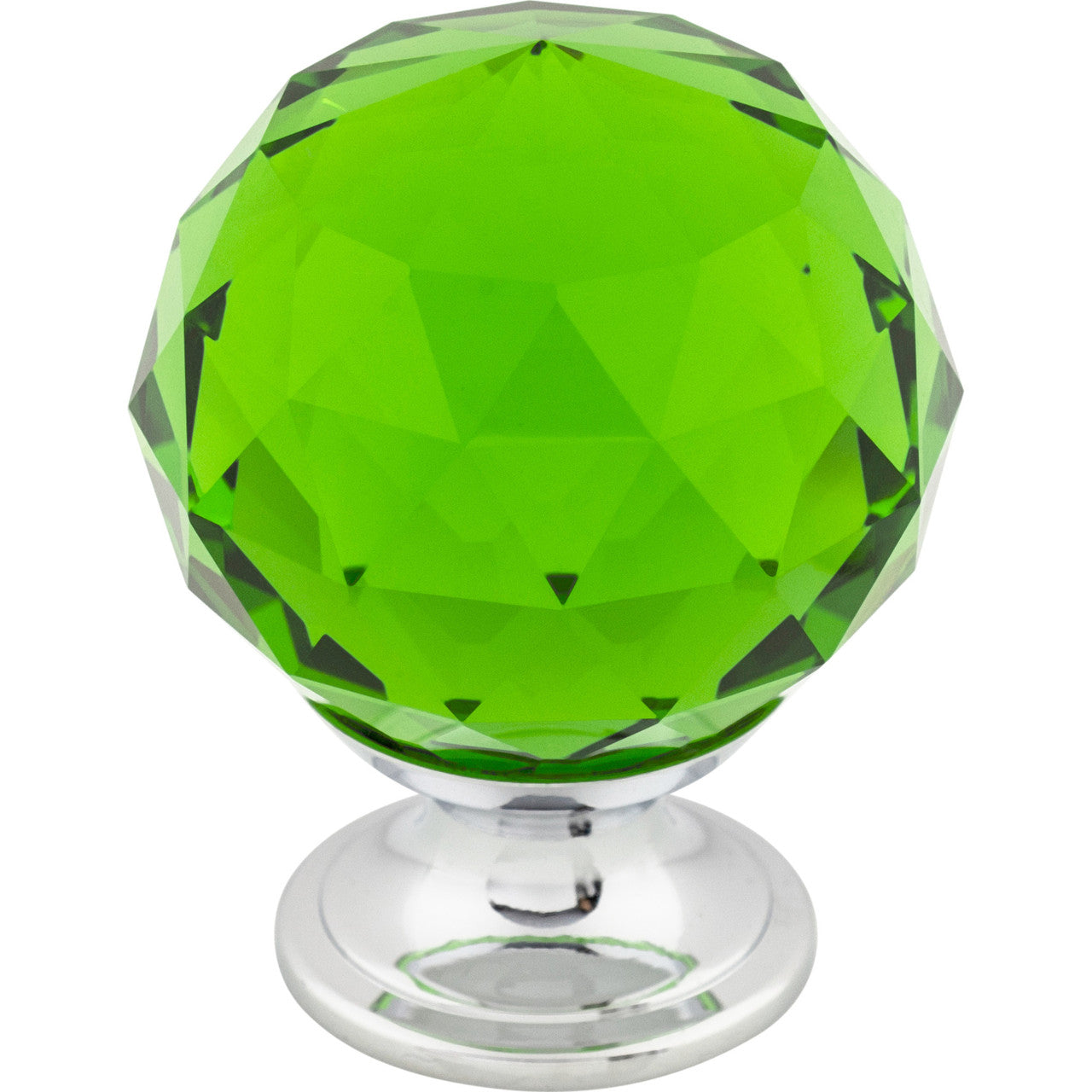 Top Knobs TK120PC: 1-3/8" Crystal Round Cabinet Knob - Green Crystal/Polished Chrome