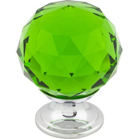 Top Knobs TK120PC: 1-3/8" Crystal Round Cabinet Knob - Green Crystal/Polished Chrome