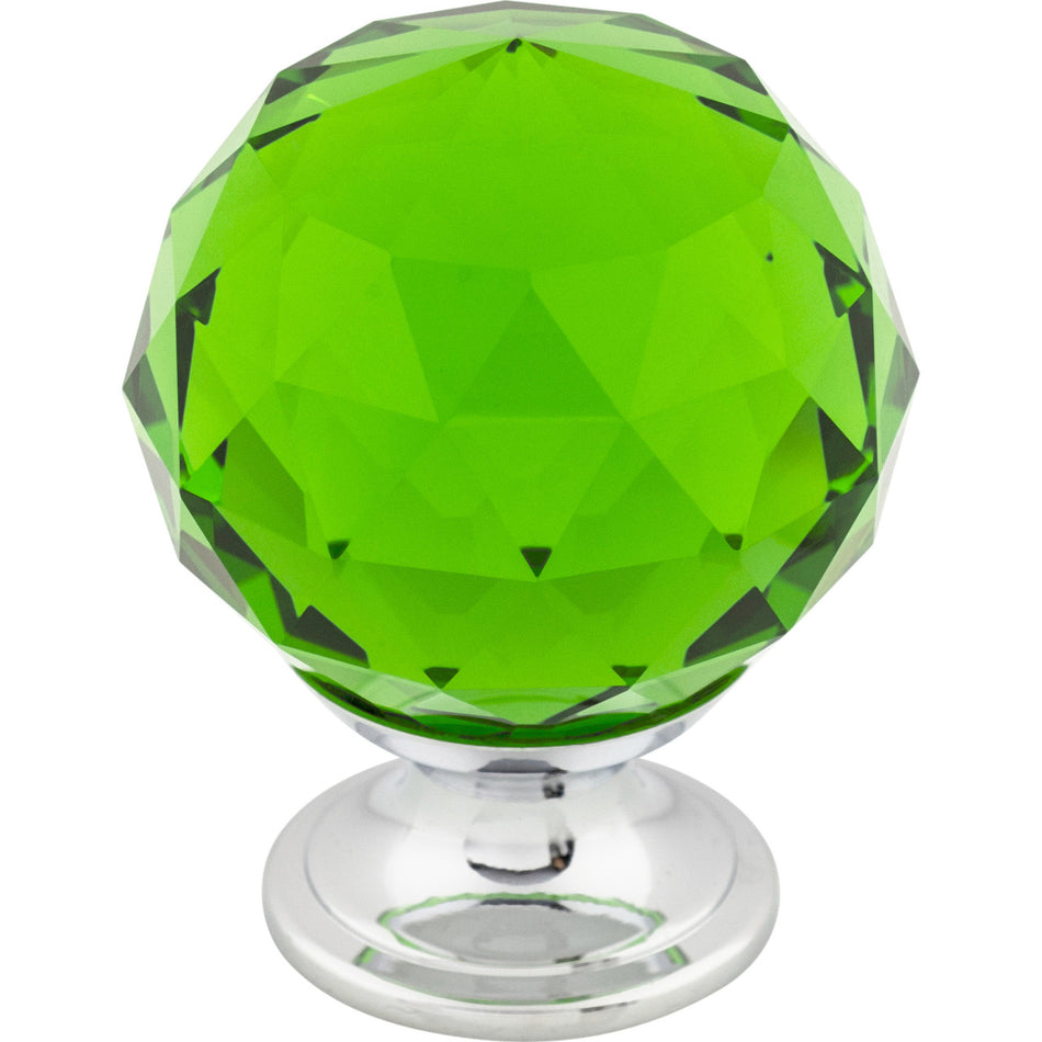 Top Knobs TK120PC: 1-3/8" Crystal Round Cabinet Knob - Green Crystal/Polished Chrome
