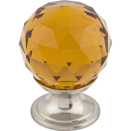Top Knobs TK121BSN: 1-1/8" Crystal Sphere Cabinet Knob - Wine Crystal/Brushed Satin Nickel