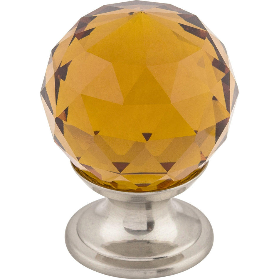 Top Knobs TK121BSN: 1-1/8" Crystal Sphere Cabinet Knob - Wine Crystal/Brushed Satin Nickel