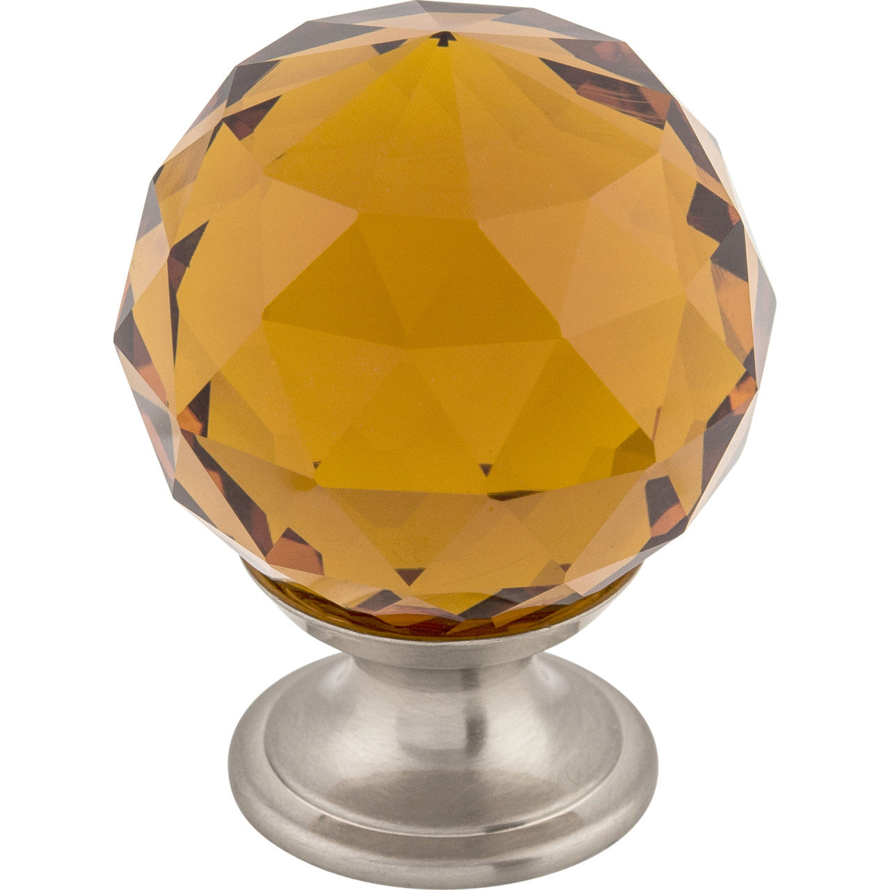 Top Knobs TK122BSN: 1-3/8" Crystal Round Cabinet Knob - Wine Crystal/Brushed Satin Nickel