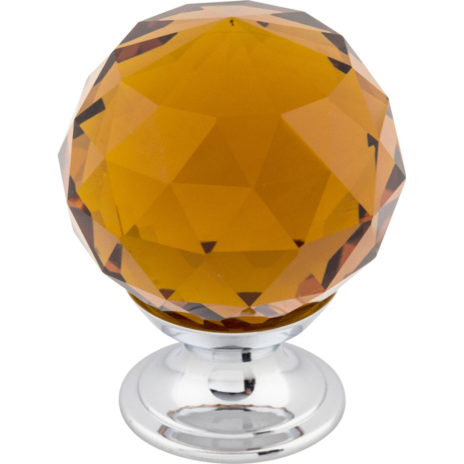 Top Knobs TK122PC: 1-3/8" Crystal Round Cabinet Knob - Wine Crystal/Polished Chrome