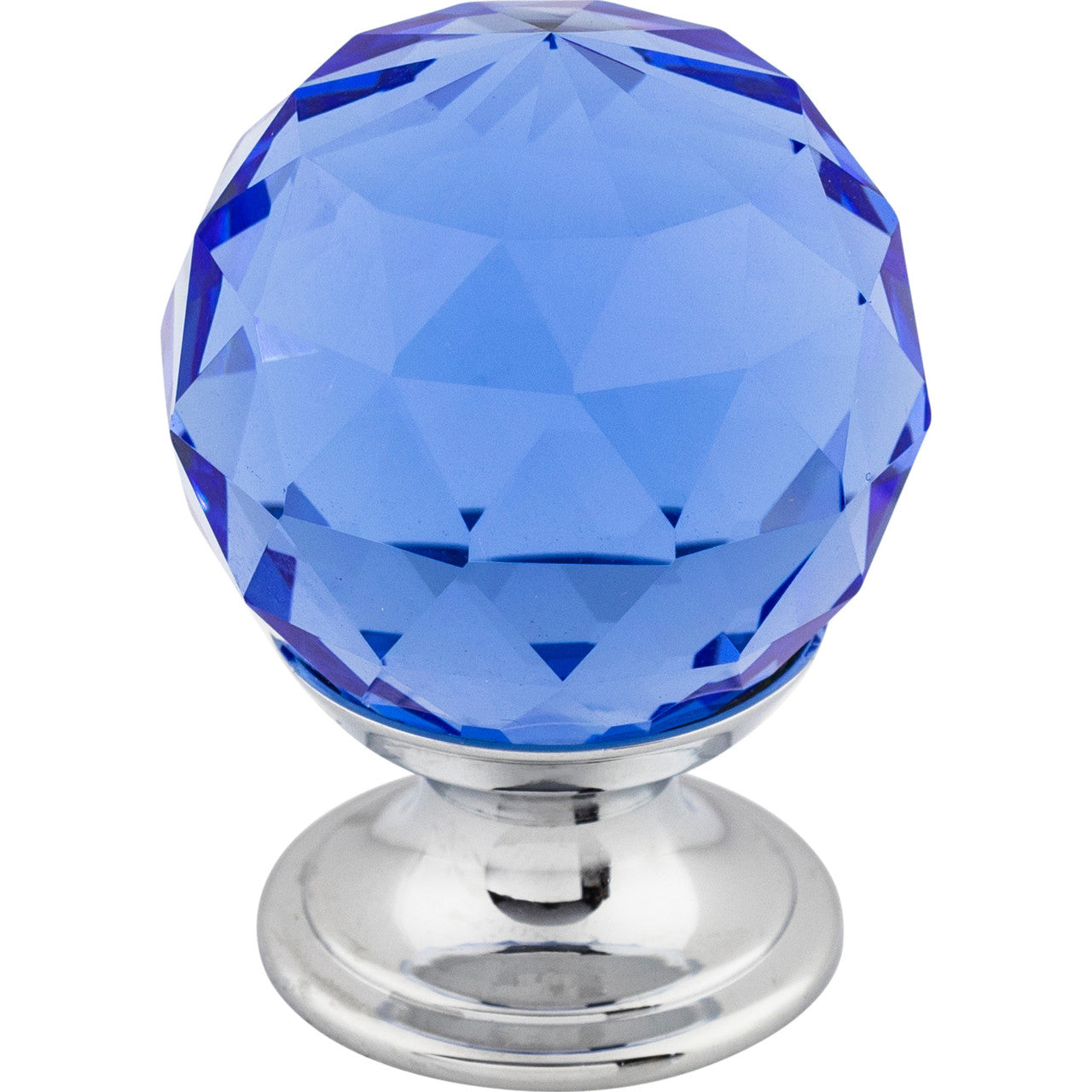 Top Knobs TK123PC: 1-1/8" Crystal Round Cabinet Knob - Blue Crystal/Polished Chrome