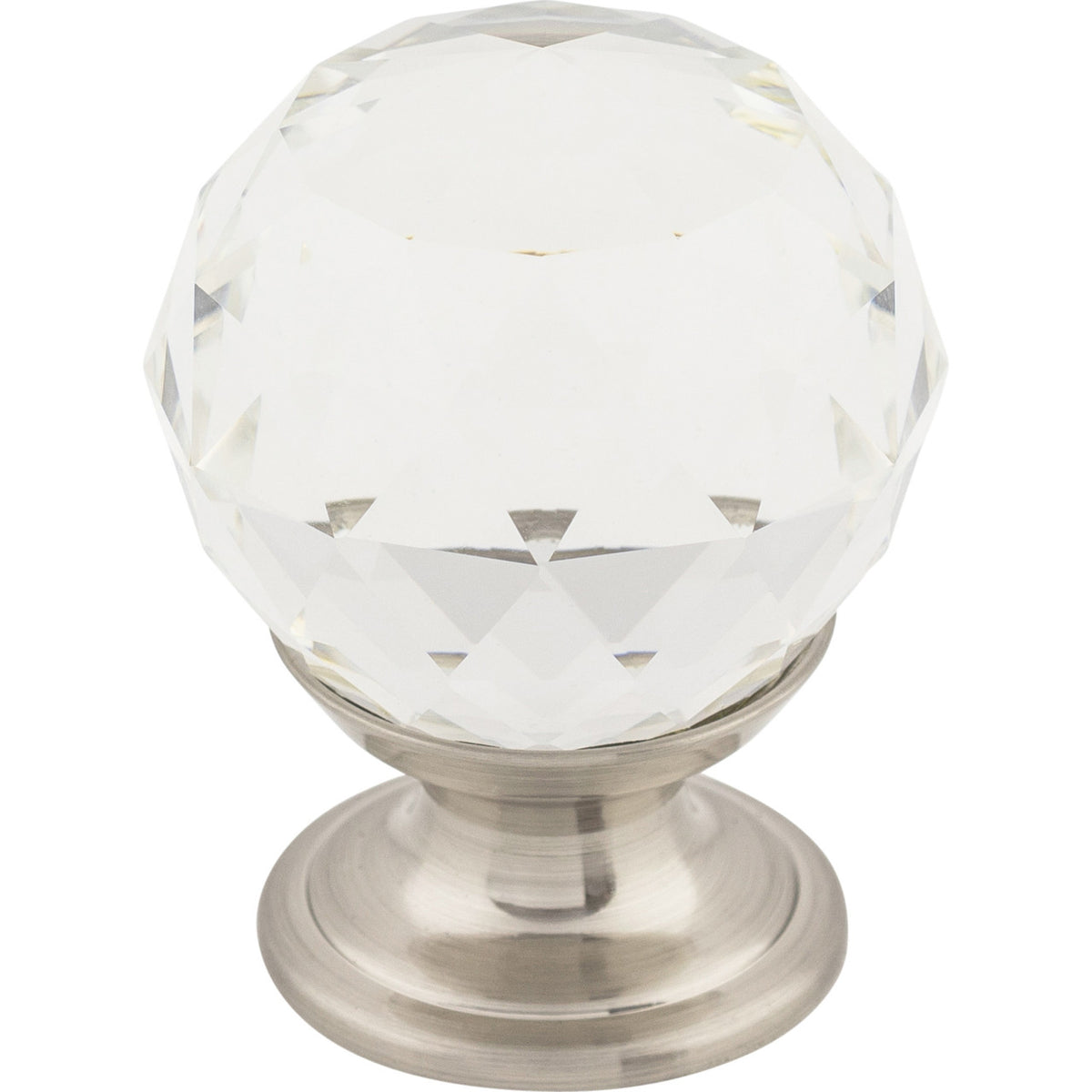 Top Knobs TK125BSN: 1-1/8" Crystal Sphere Cabinet Knob - Clear Crystal/Brushed Satin Nickel