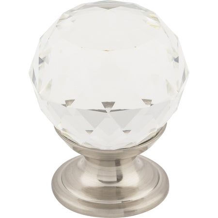 Top Knobs TK125BSN: 1-1/8" Crystal Sphere Cabinet Knob - Clear Crystal/Brushed Satin Nickel