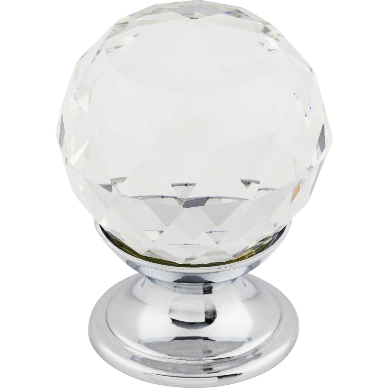 Top Knobs TK125PC: 1-1/8" Crystal Sphere Cabinet Knob - Clear Crystal/Polished Chrome