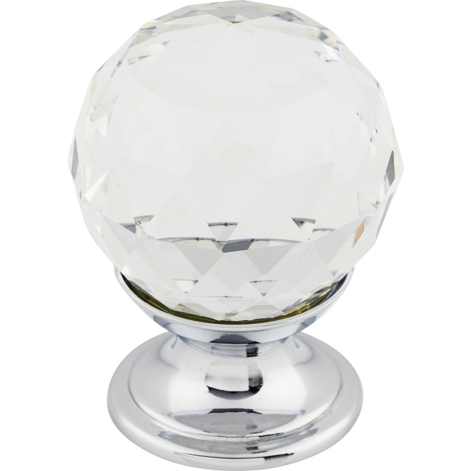 Top Knobs TK125PC: 1-1/8" Crystal Sphere Cabinet Knob - Clear Crystal/Polished Chrome