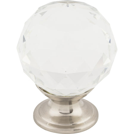 Top Knobs TK126BSN: 1-3/8" Crystal Sphere Cabinet Knob - Clear Crystal/Brushed Satin Nickel