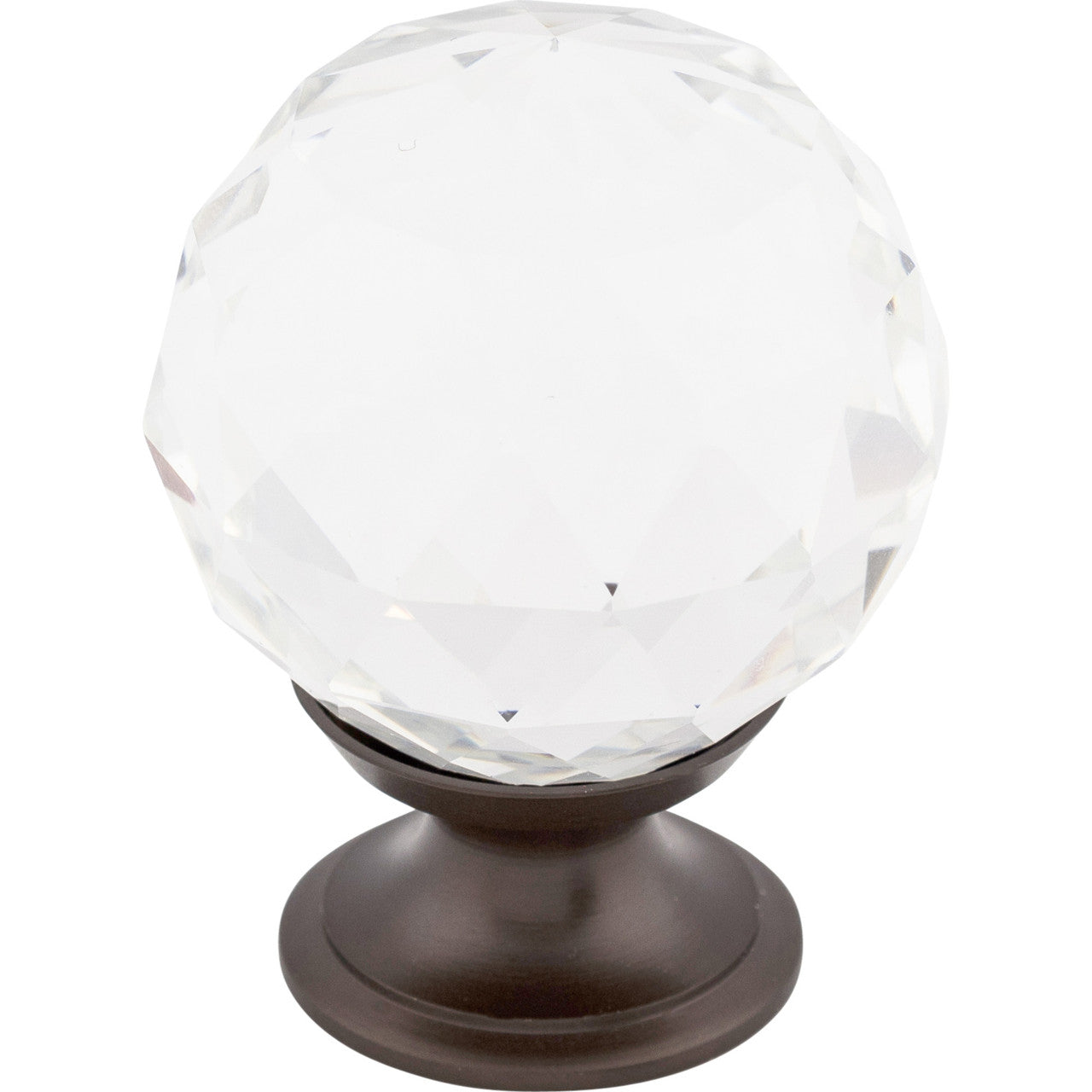 Top Knobs TK126ORB: 1-3/8" Crystal Sphere Cabinet Knob - Clear Crystal/Oil Rubbed Bronze