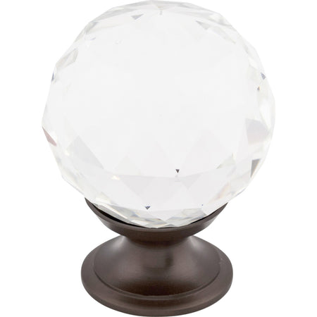 Top Knobs TK126ORB: 1-3/8" Crystal Sphere Cabinet Knob - Clear Crystal/Oil Rubbed Bronze