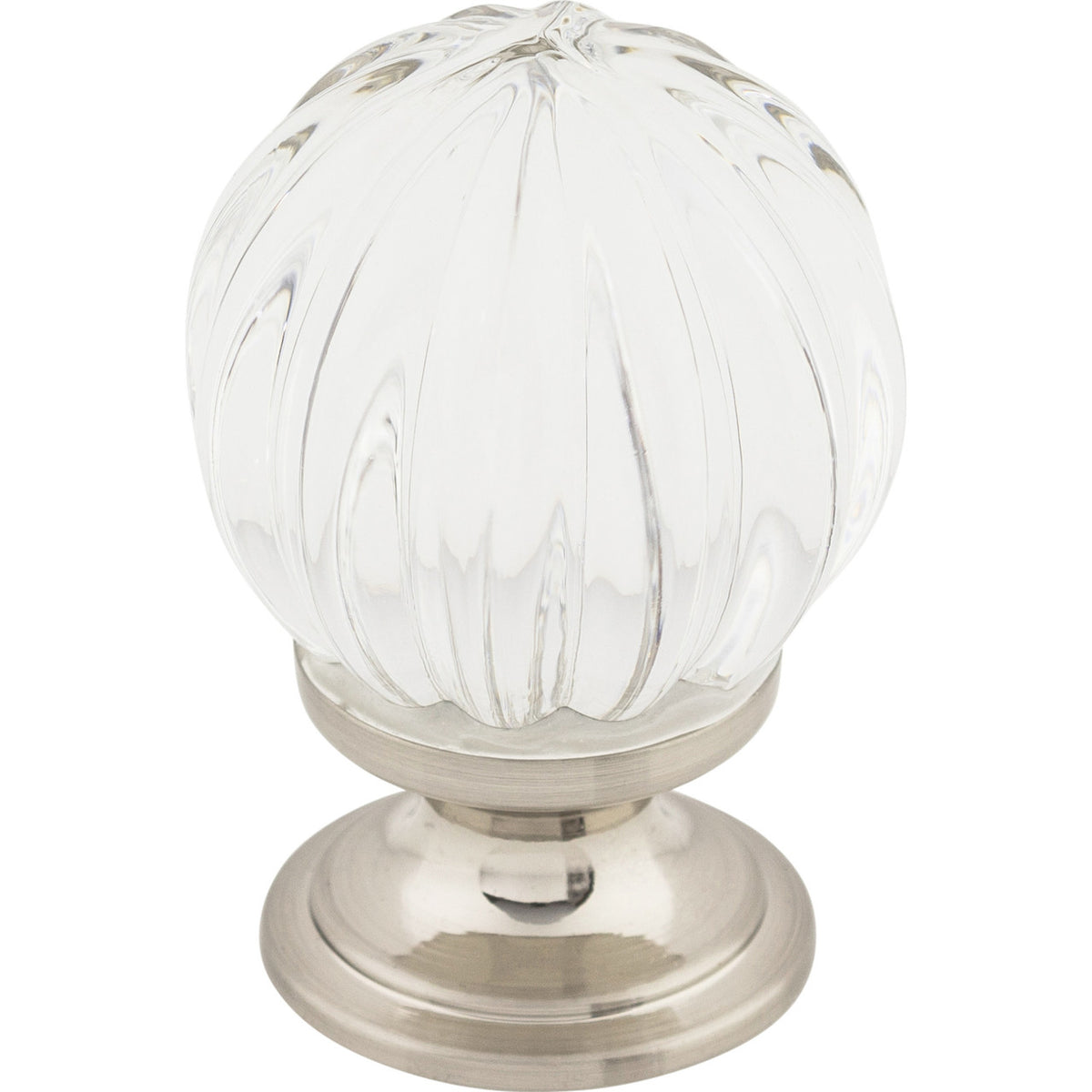 Top Knobs TK127BSN: 1-1/8" Crystal Melon Cabinet Knob - Clear Crystal/Brushed Satin Nickel