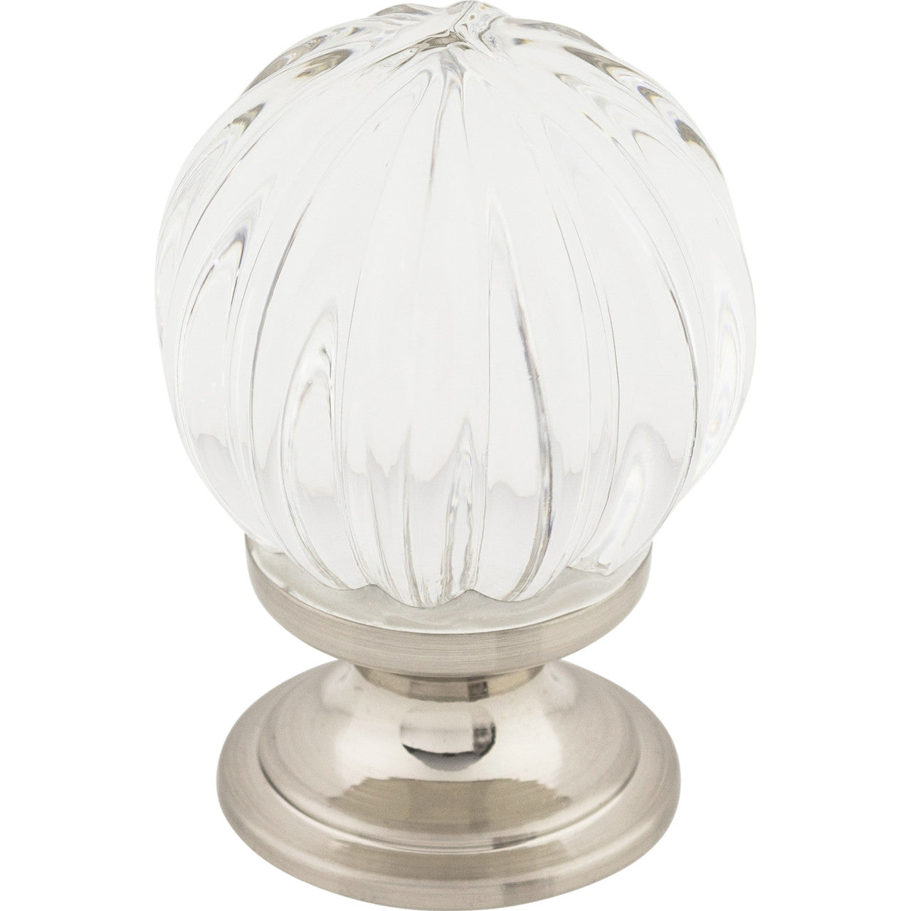 Top Knobs TK127BSN: 1-1/8" Crystal Melon Cabinet Knob - Clear Crystal/Brushed Satin Nickel