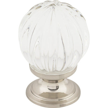 Top Knobs TK127BSN: 1-1/8" Crystal Melon Cabinet Knob - Clear Crystal/Brushed Satin Nickel