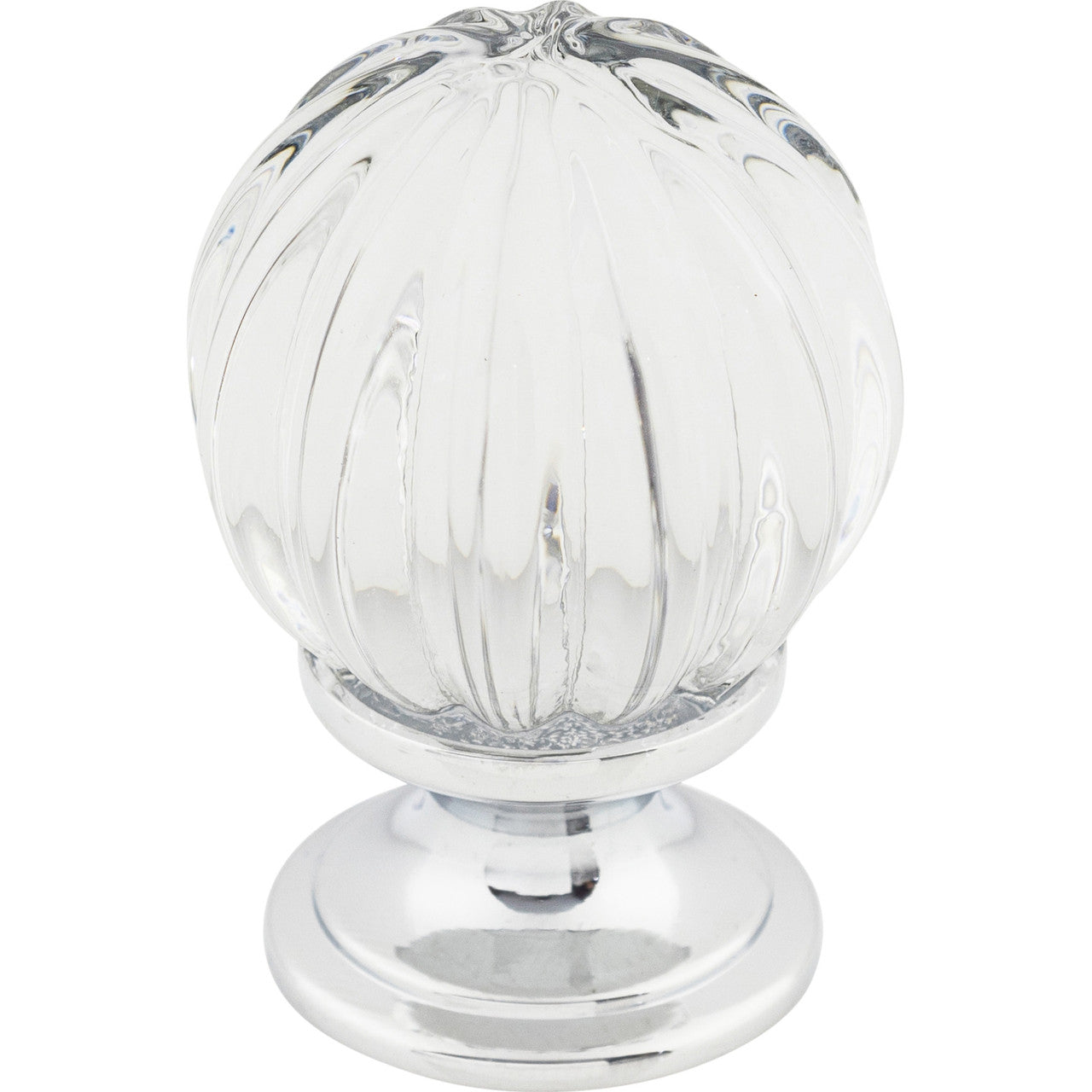 Top Knobs TK127PC: 1-1/8" Crystal Melon Cabinet Knob - Clear Crystal/Polished Chrome