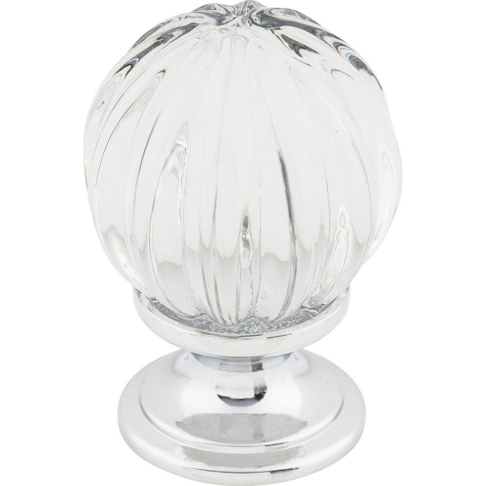 Top Knobs TK127PC: 1-1/8" Crystal Melon Cabinet Knob - Clear Crystal/Polished Chrome
