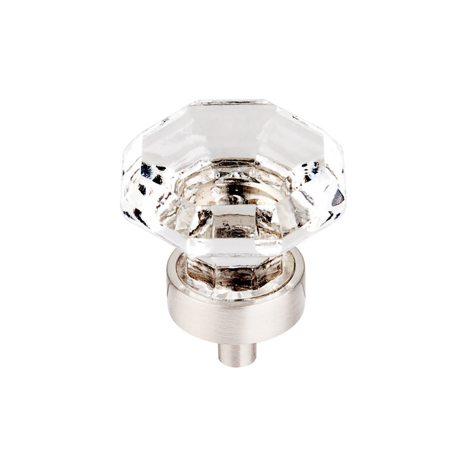 Top Knobs TK128BSN: 1-3/8" Crystal Octagon Cabinet Knob - Clear Crystal/Brushed Satin Nickel