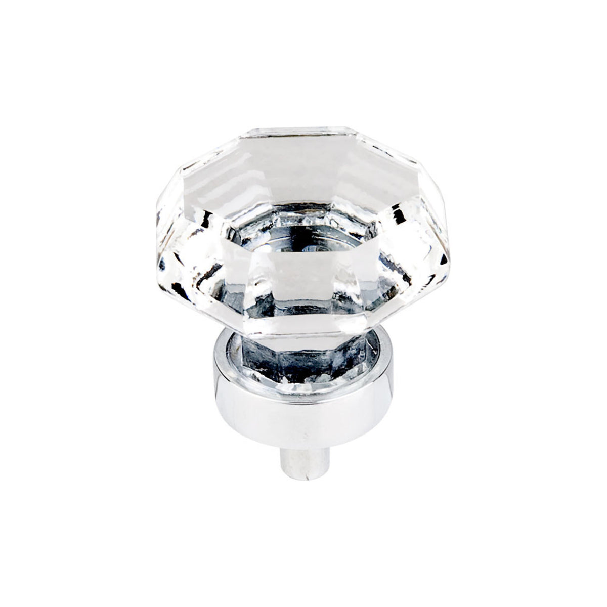 Top Knobs TK128PC: 1-3/8" Crystal Octagon Cabinet Knob - Clear Crystal/Polished Chrome