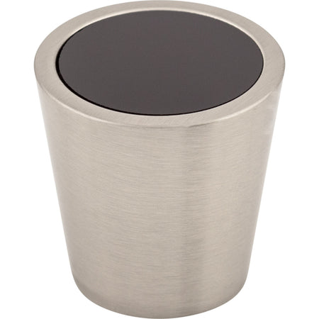 Top Knobs TK129BSN: 1-1/16" Crystal Tapered Cabinet Knob - Black Crystal/Brushed Satin Nickel