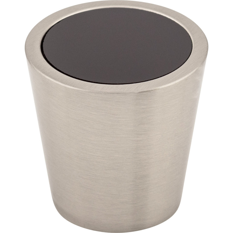 Top Knobs TK129BSN: 1-1/16" Crystal Tapered Cabinet Knob - Black Crystal/Brushed Satin Nickel