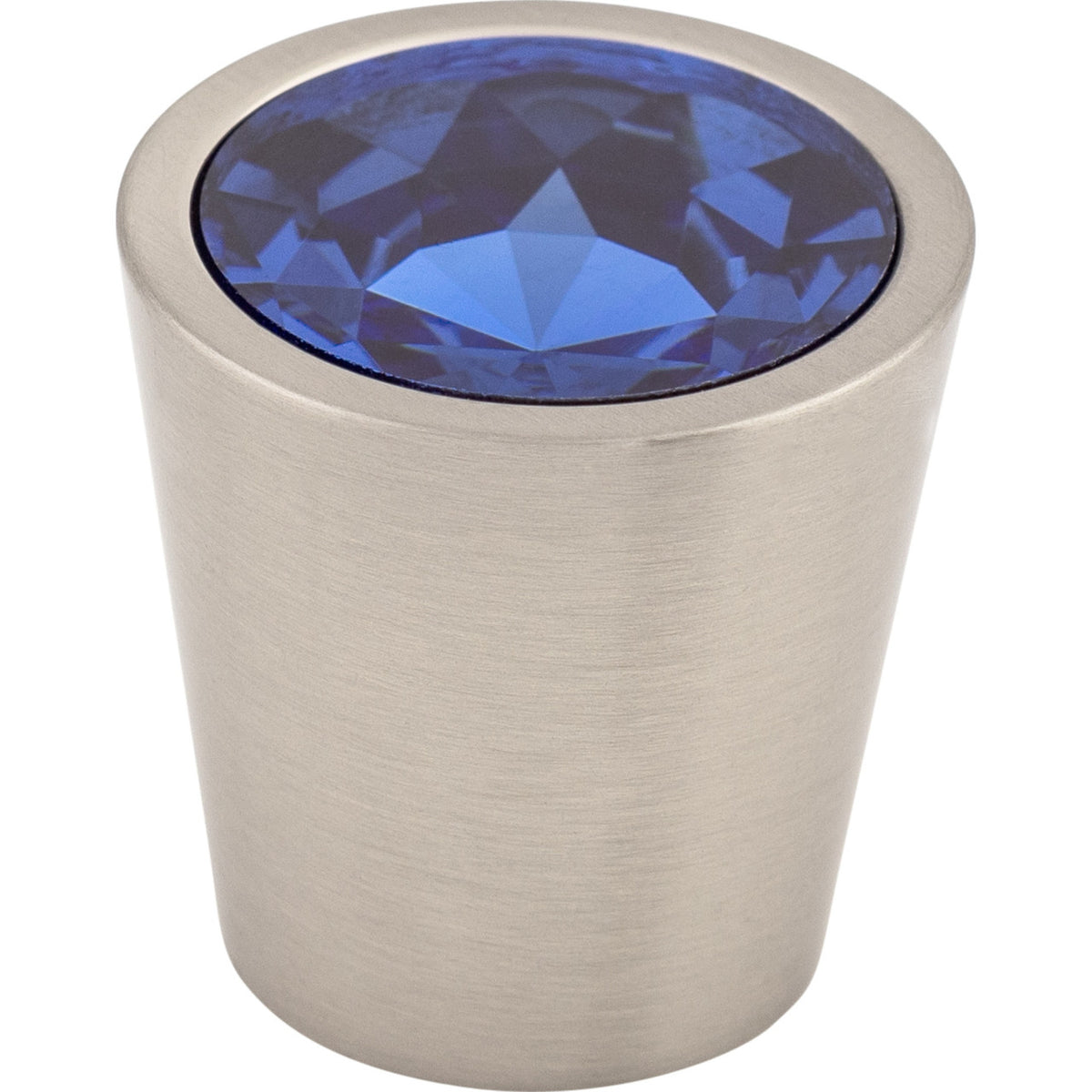 Top Knobs TK131BSN: 1-1/16" Crystal Round Cabinet Knob - Blue Crystal/Brushed Satin Nickel