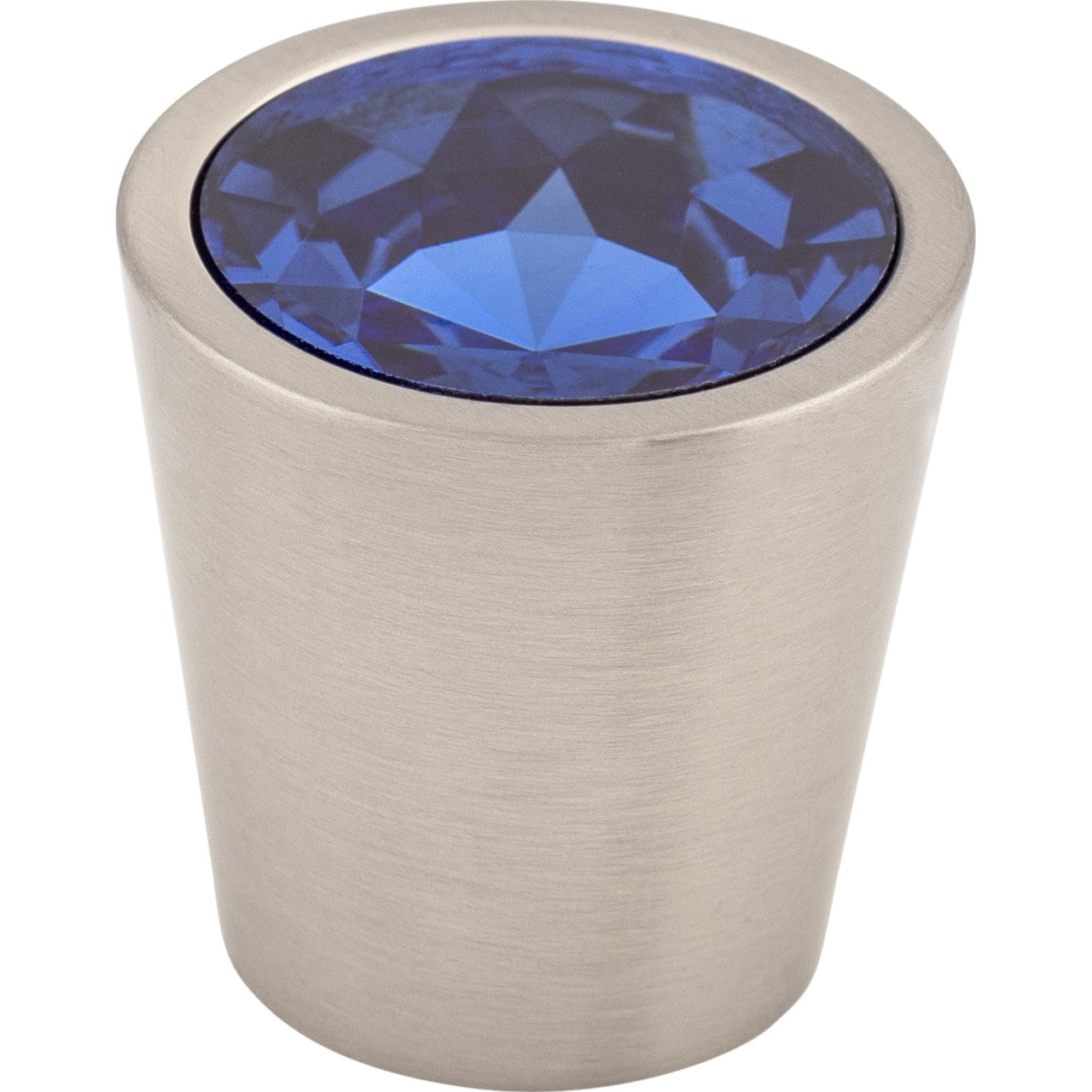 Top Knobs TK131BSN: 1-1/16" Crystal Round Cabinet Knob - Blue Crystal/Brushed Satin Nickel
