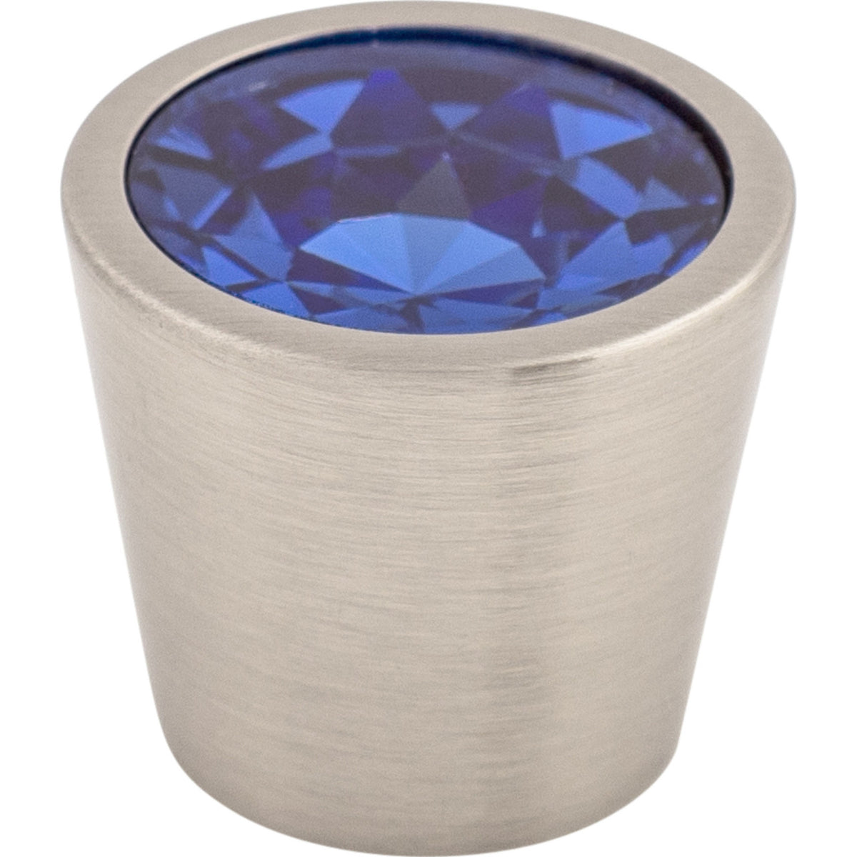 Top Knobs TK132BSN: 13/16" Crystal Tapered Cabinet Knob - Blue Crystal/Brushed Satin Nickel