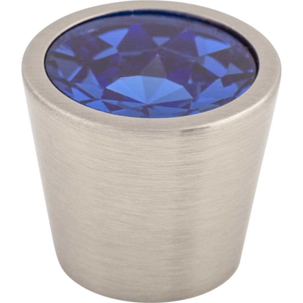 Top Knobs TK132BSN: 13/16" Crystal Tapered Cabinet Knob - Blue Crystal/Brushed Satin Nickel