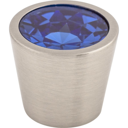 Top Knobs TK132BSN: 13/16" Crystal Tapered Cabinet Knob - Blue Crystal/Brushed Satin Nickel