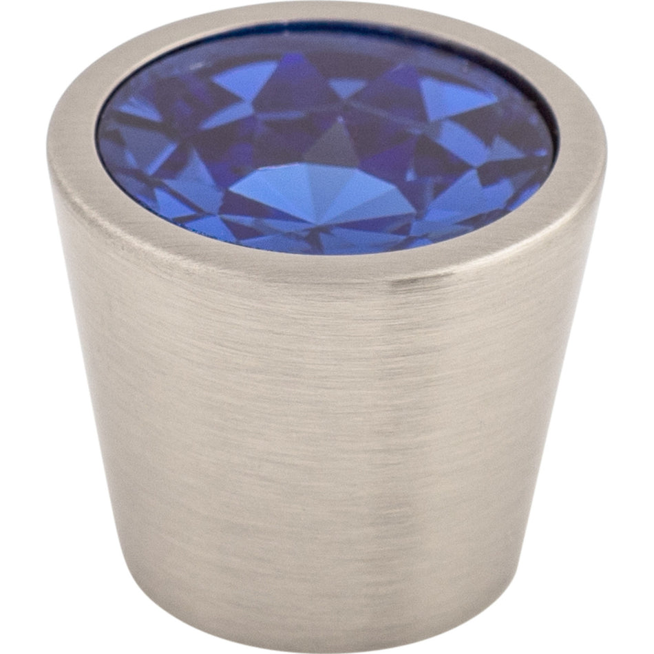 Top Knobs TK132BSN: 13/16" Crystal Tapered Cabinet Knob - Blue Crystal/Brushed Satin Nickel
