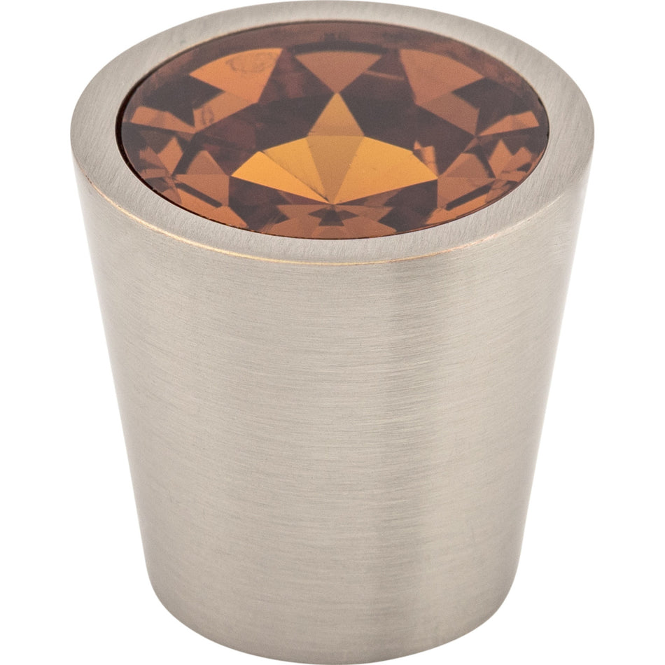 Top Knobs TK133BSN: 1-1/16" Crystal Round Cabinet Knob - Wine Crystal/Brushed Satin Nickel