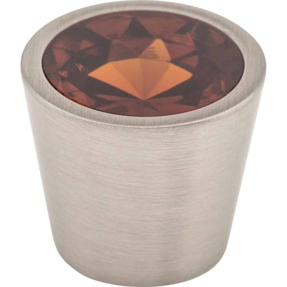 Top Knobs TK134BSN: 13/16" Crystal Tapered Cabinet Knob - Wine Crystal/Brushed Satin Nickel