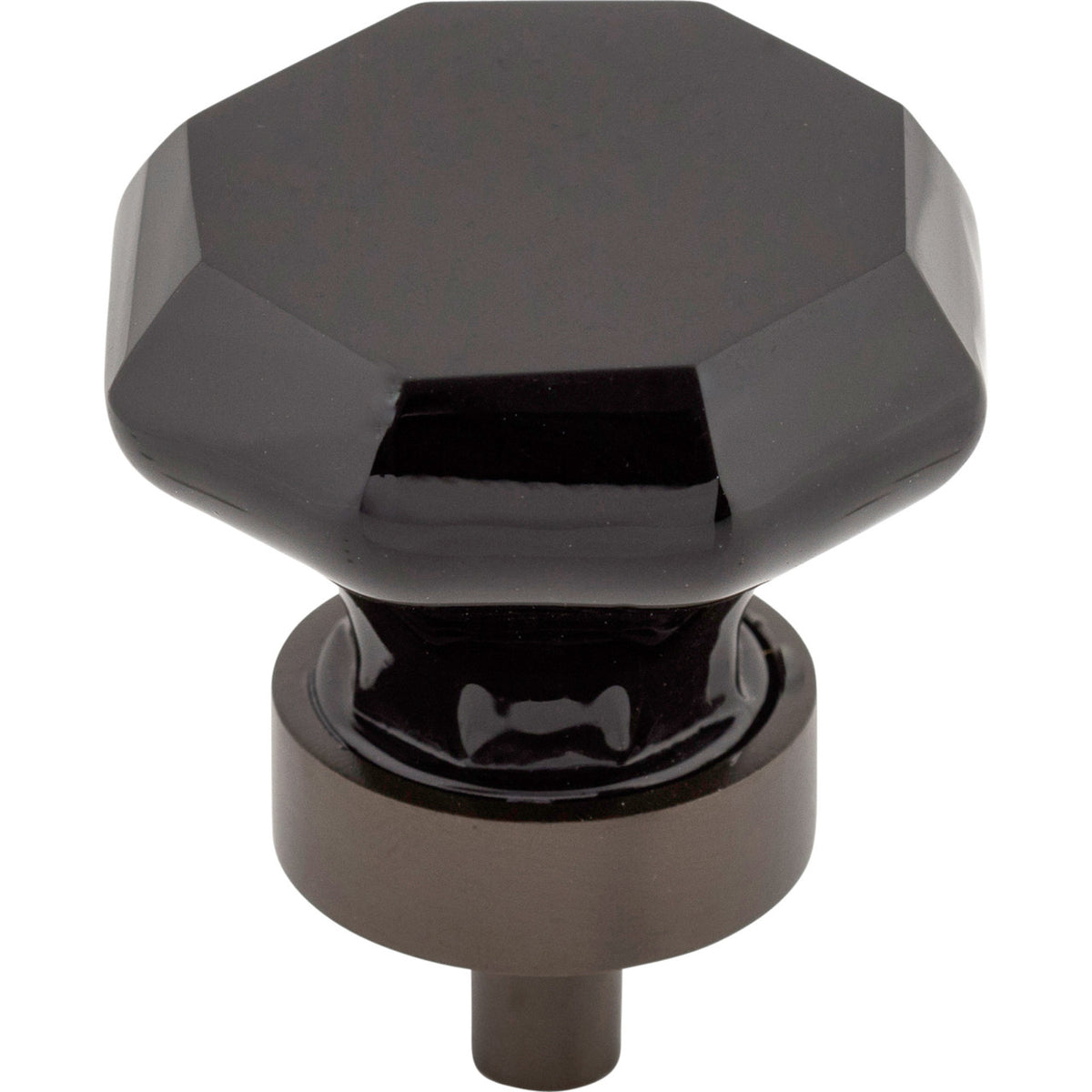 Top Knobs TK137ORB: 1-3/8" Crystal Octagon Cabinet Knob - Black Crystal/Oil Rubbed Bronze
